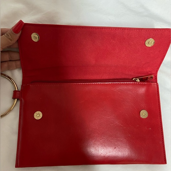 Women's Leather Clutch - Wristlet - Red - Gold - Aldo Accessories - Picture 5 of 5